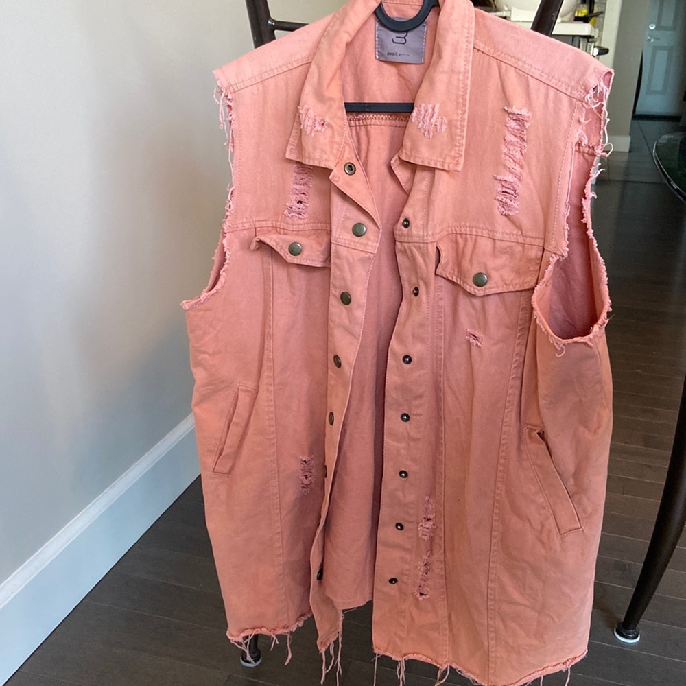 denim vest.